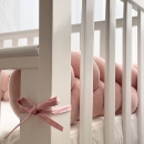 Set lenjerie pentru Patut Bebe din 6 piese Iepuras roz pudra (7)
